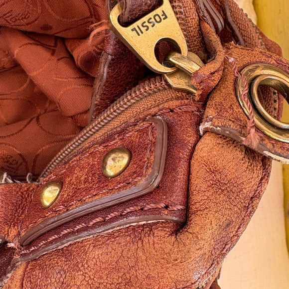 Vintage Fossil Brown Leather Shoulder Bag - Picture 14 of 14